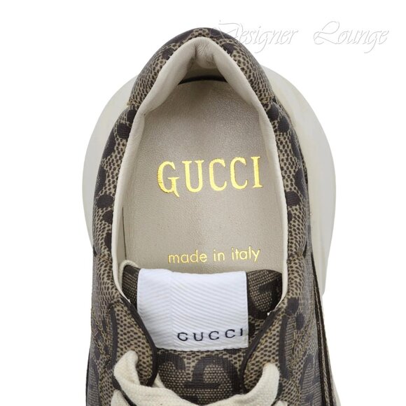 NEW GUCCI Men's Rhyton 100 Beige/Ebony Macro GG Supreme Canvas Sneakers G9 US9.5 - Picture 10 of 12